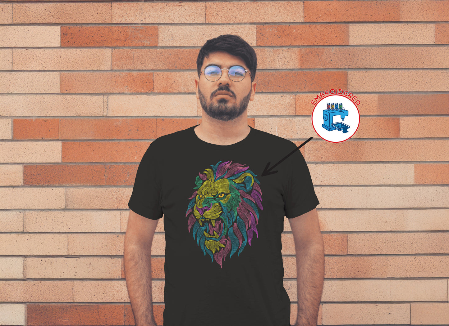 LION HEAD : EMBROIDERED