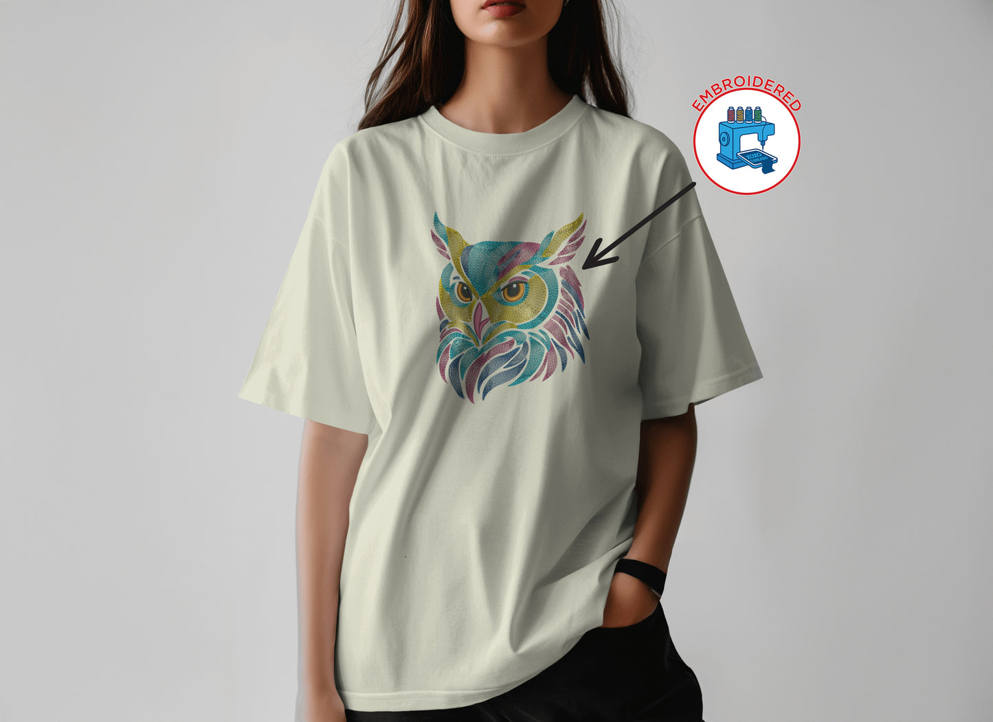 OWL HEAD : EMBROIDERED