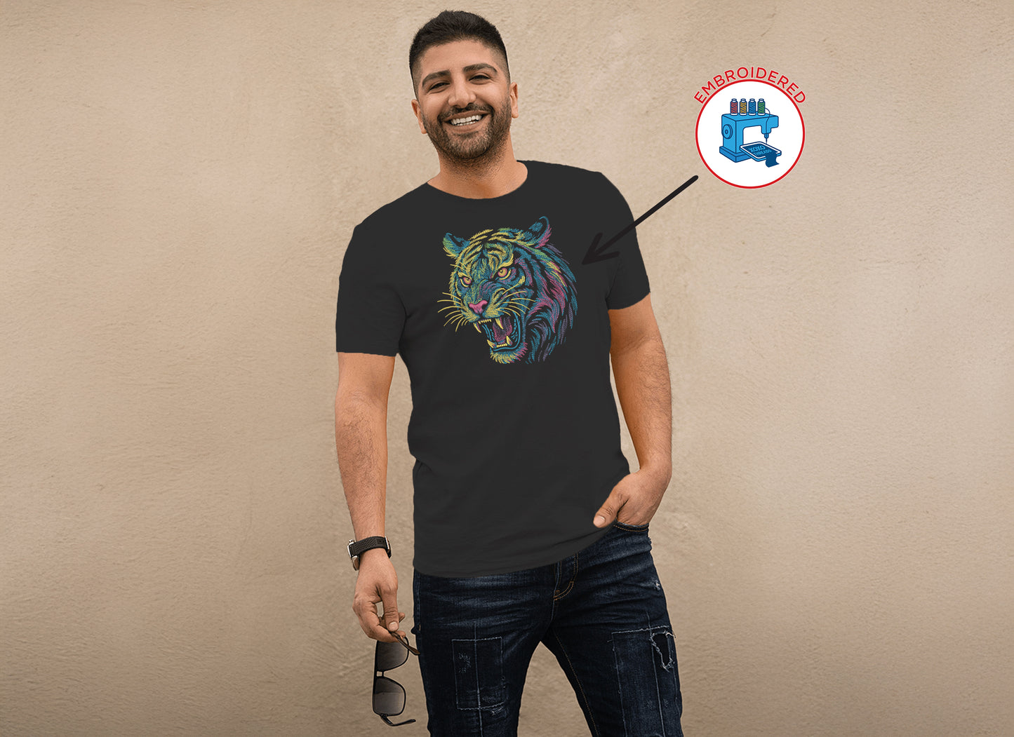 TIGER HEAD : EMBROIDERED
