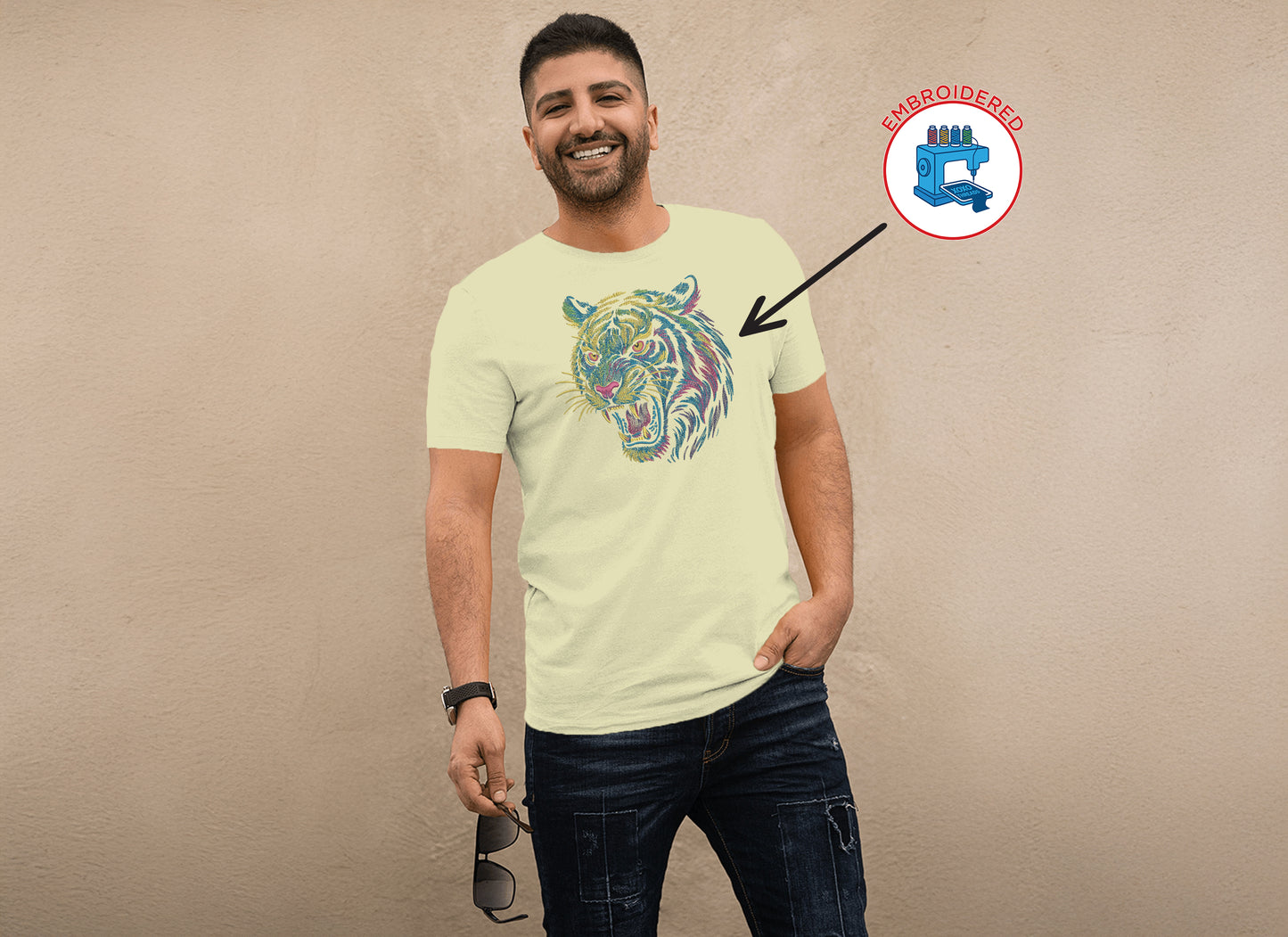 TIGER HEAD : EMBROIDERED