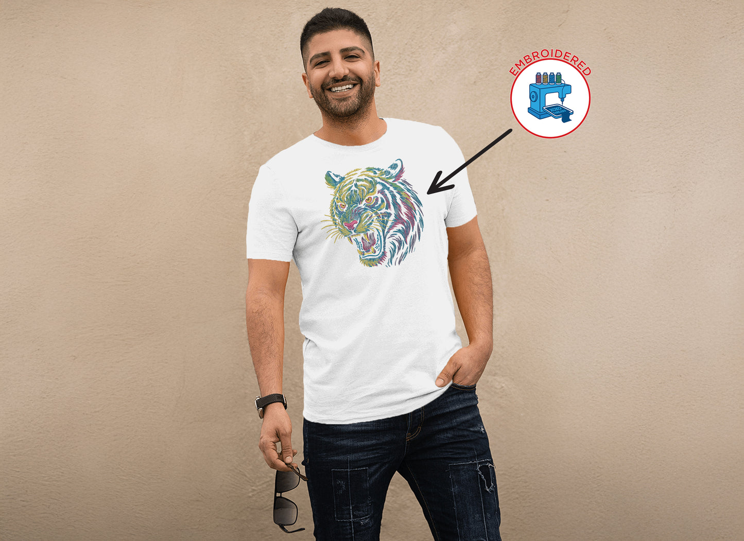 TIGER HEAD : EMBROIDERED