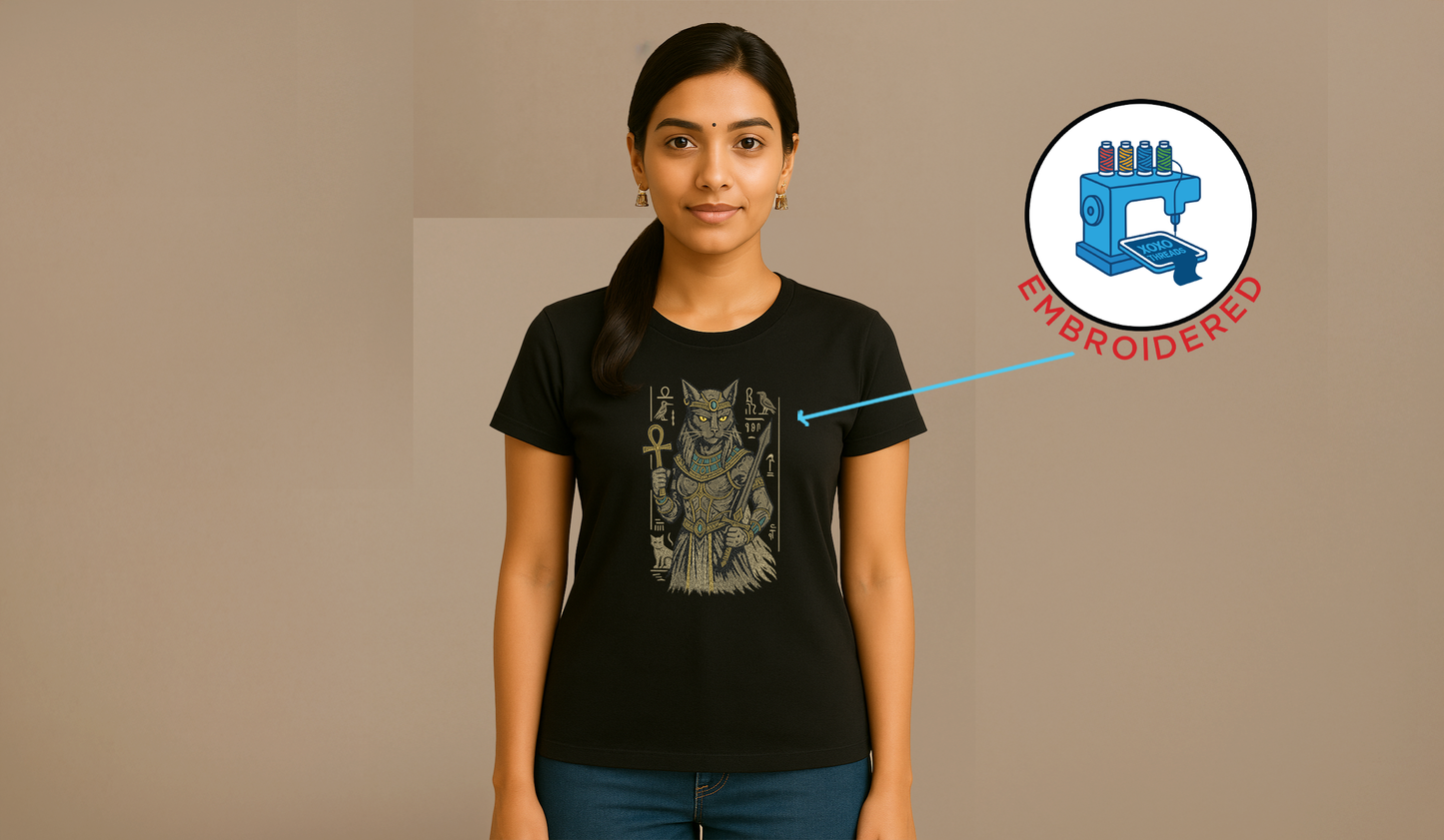 Bastet Goddess: Embroidered